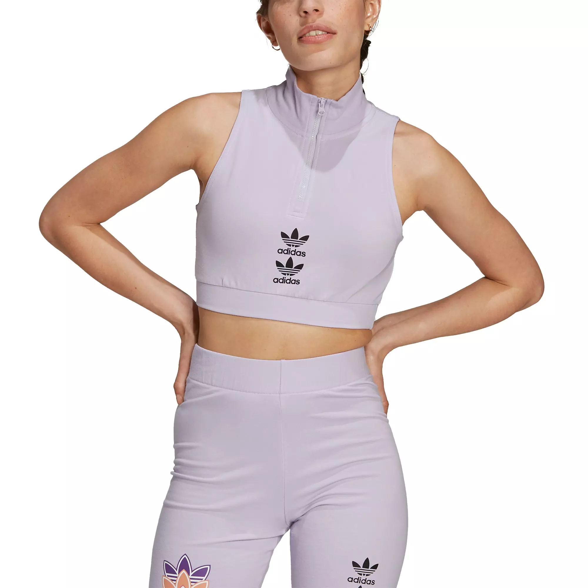 Adidas purple crop on sale top